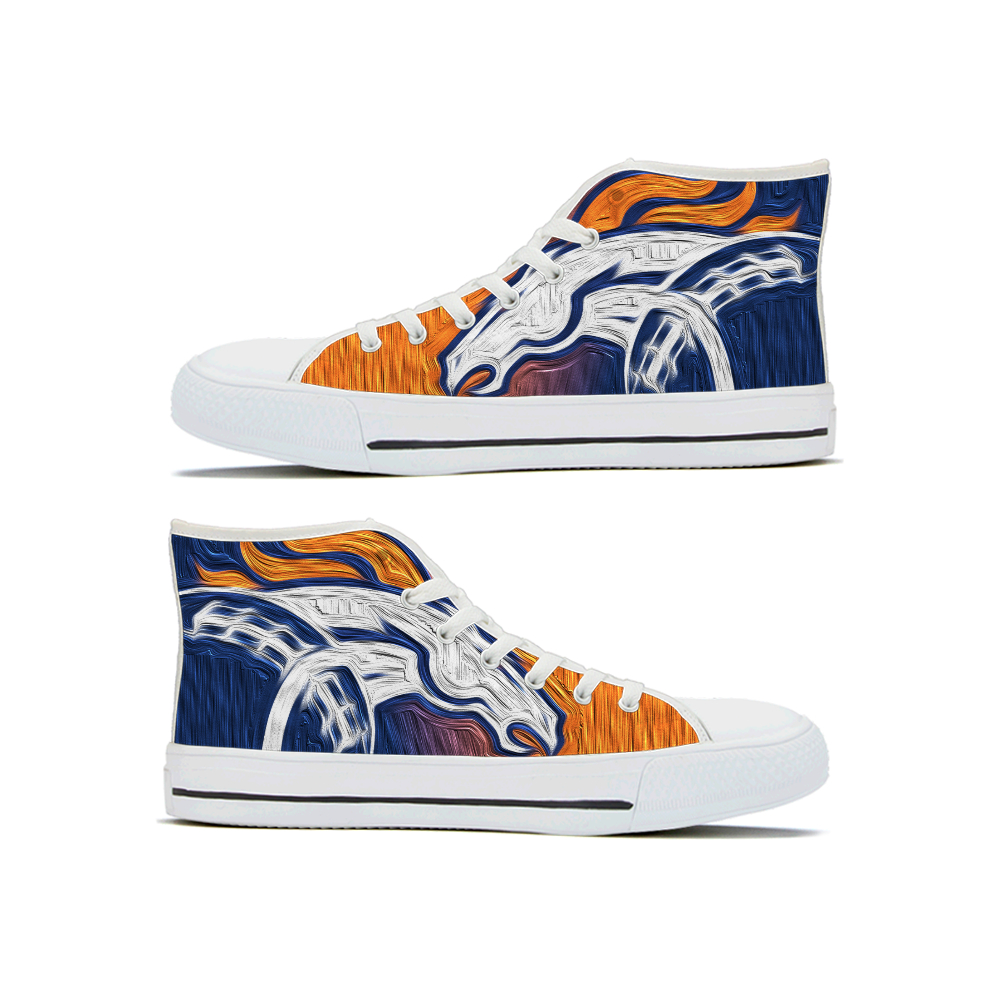 Men's Denver Broncos High Top Canvas Sneakers 001 Men's Denver Broncos High Top Canvas Sneakers 001